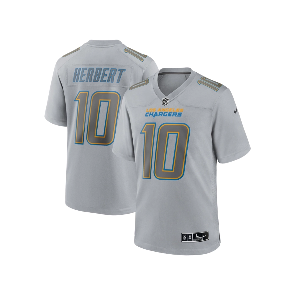 Mens Los Angeles Chargers Justin Herbert Gray Atmosphere Fashion Game Jersey