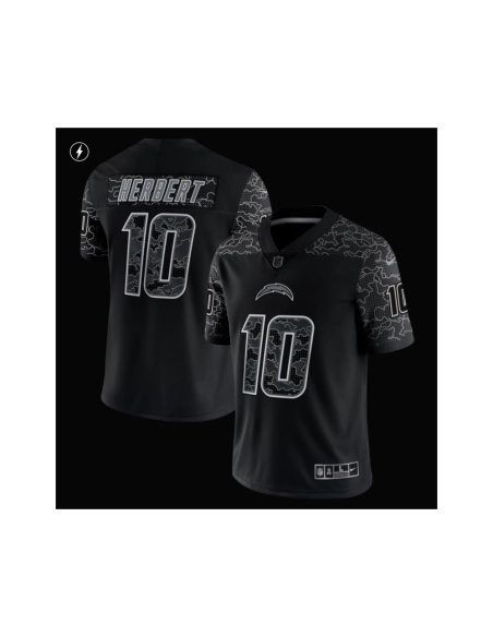 Mens Los Angeles Chargers Justin Herbert Black RFLCTV Limited Jersey