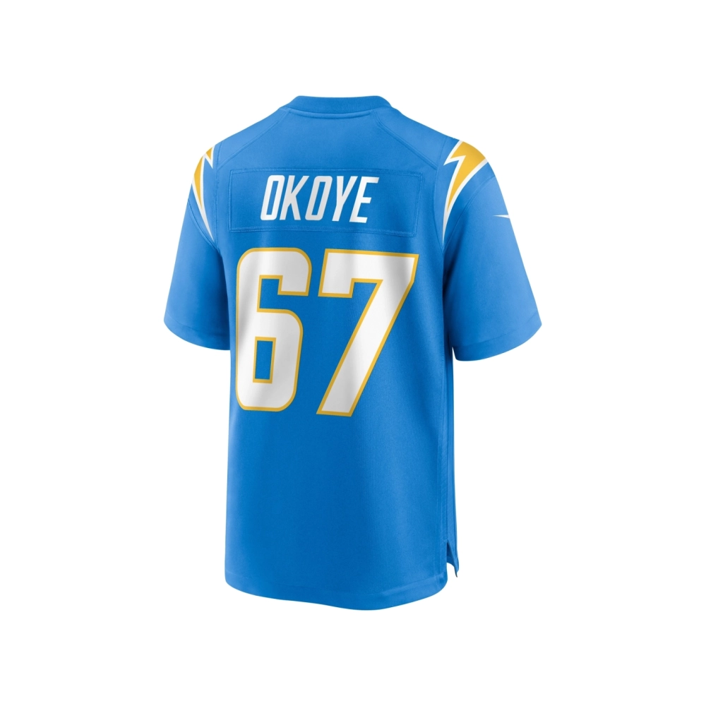Mens Los Angeles Chargers CJ Okoye Powder Blue Team Game Jersey