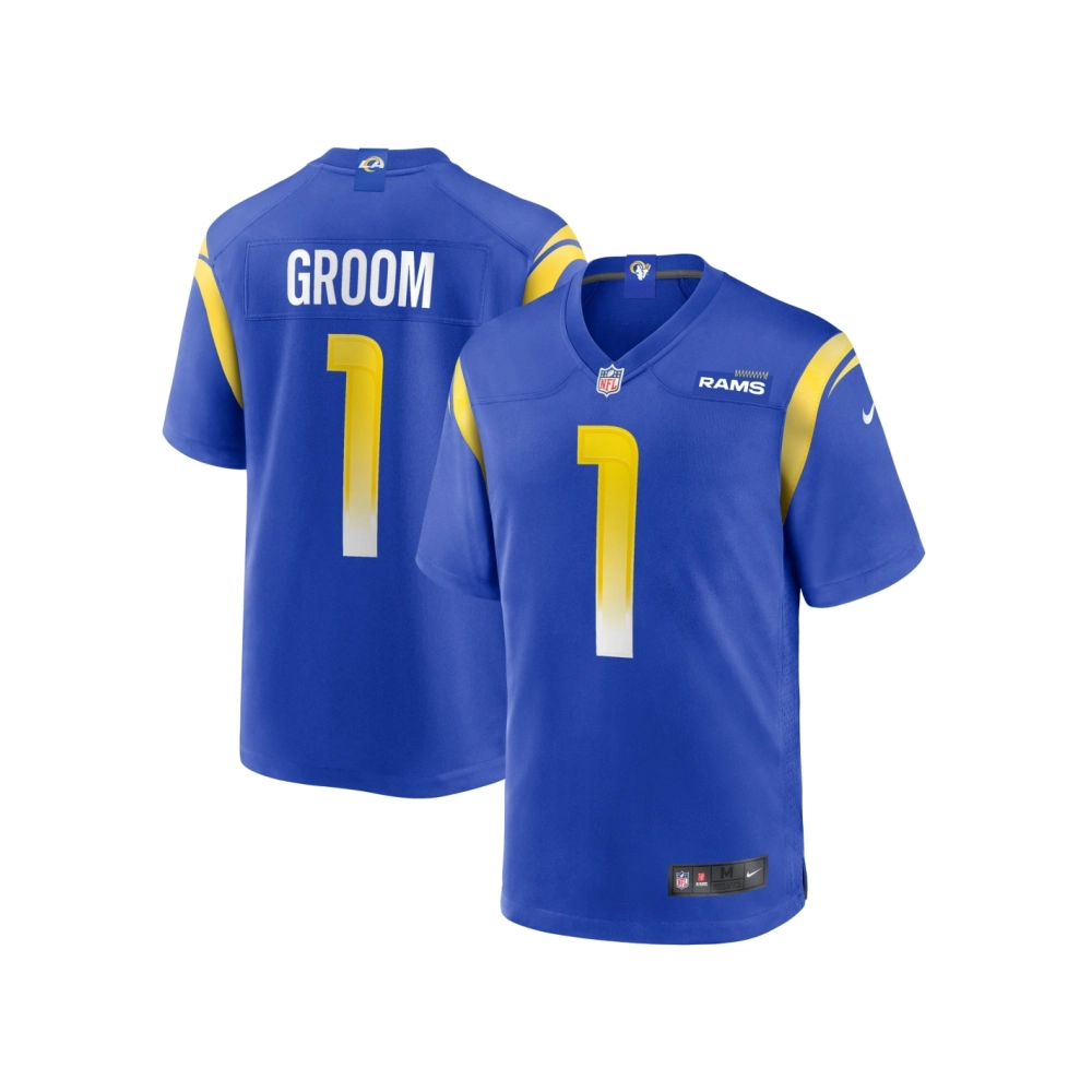 Mens Los Angeles Rams Number 1 Groom Royal Game Jersey