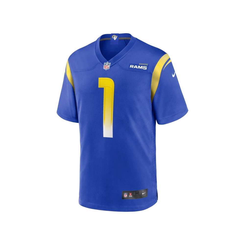 Mens Los Angeles Rams Number 1 Groom Royal Game Jersey