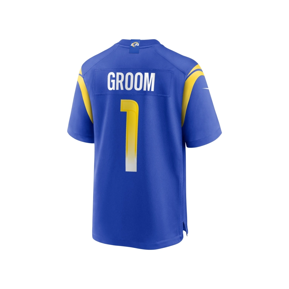 Mens Los Angeles Rams Number 1 Groom Royal Game Jersey