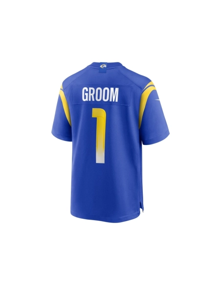 Mens Los Angeles Rams Number 1 Groom Royal Game Jersey