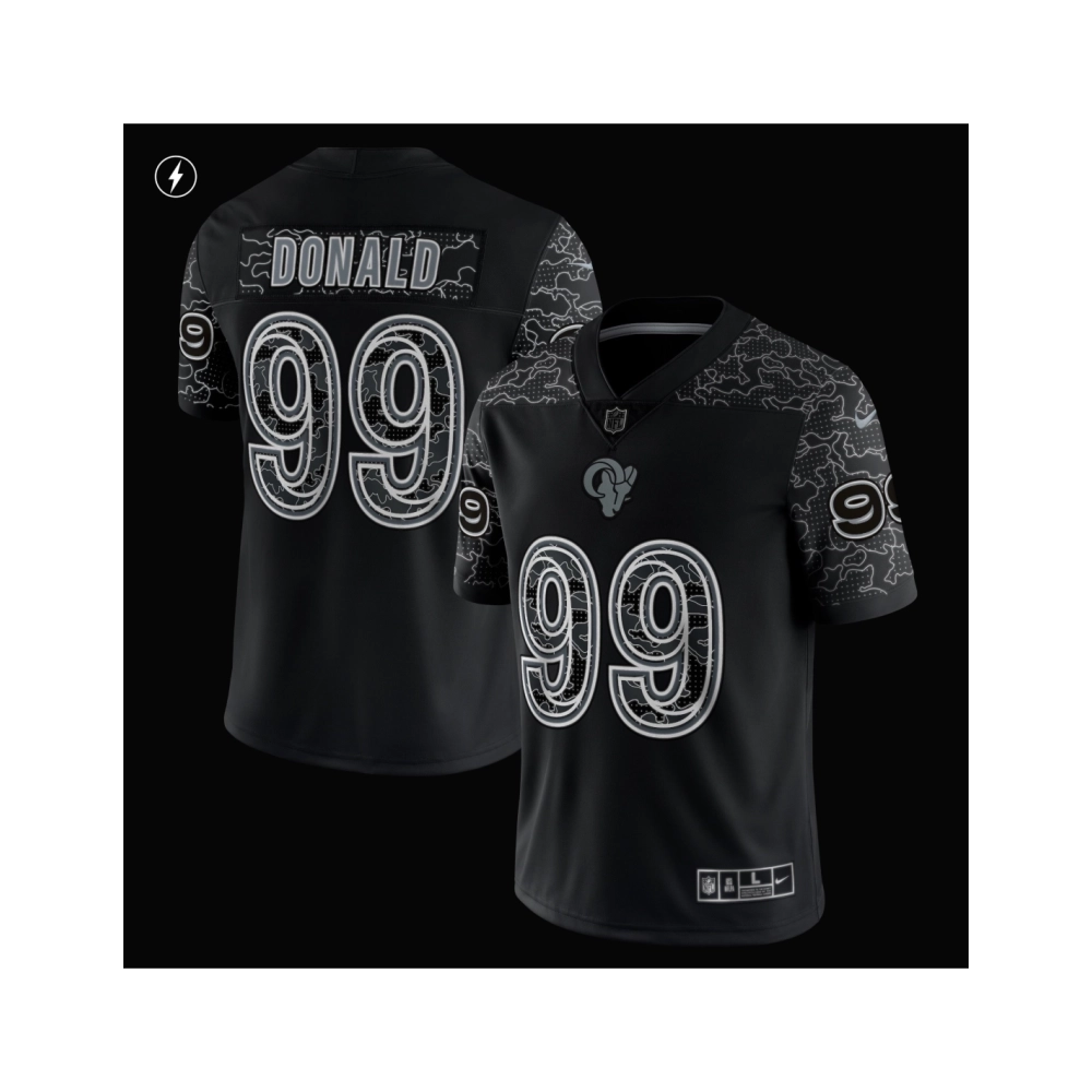 Mens Los Angeles Rams Aaron Donald Black RFLCTV Limited Jersey