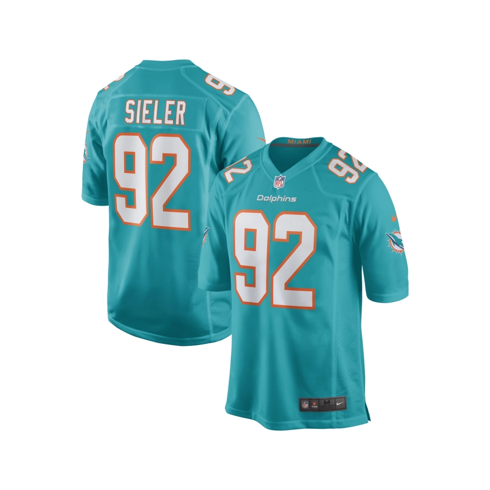Mens Miami Dolphins Zach Sieler Aqua Game Jersey