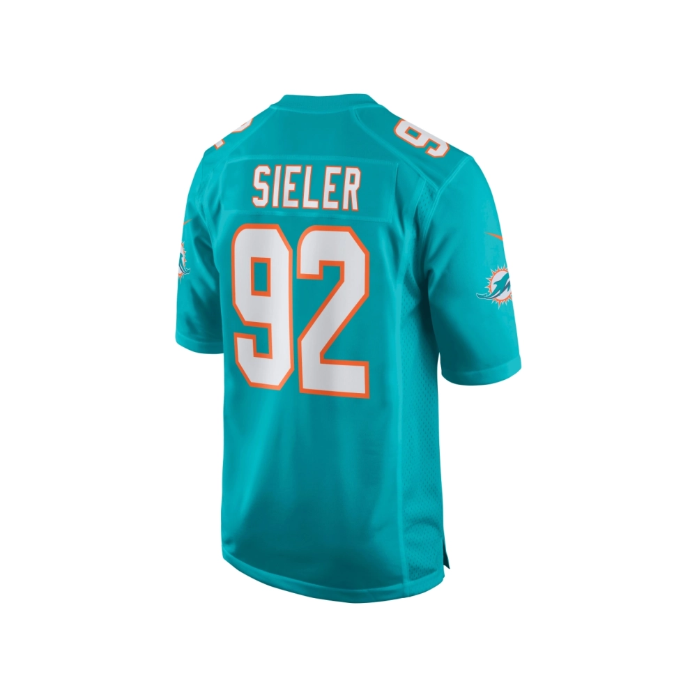 Mens Miami Dolphins Zach Sieler Aqua Game Jersey