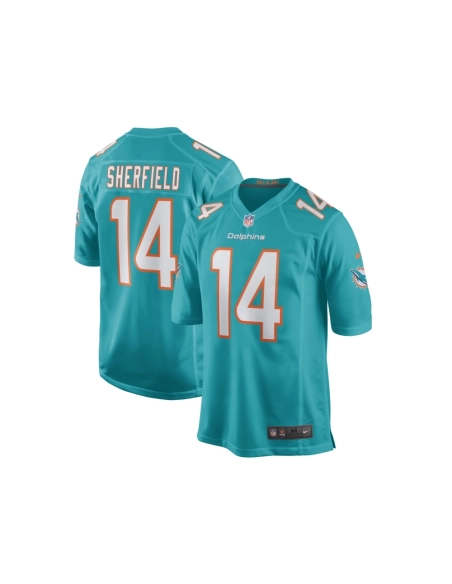 Mens Miami Dolphins Trent Sherfield Aqua Game Player Jersey
