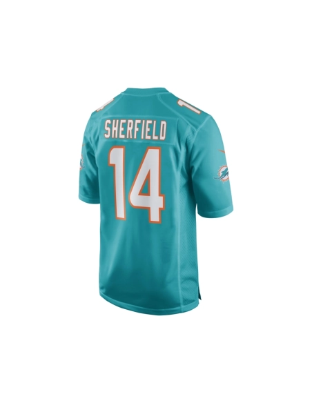 Mens Miami Dolphins Trent Sherfield Aqua Game Player Jersey