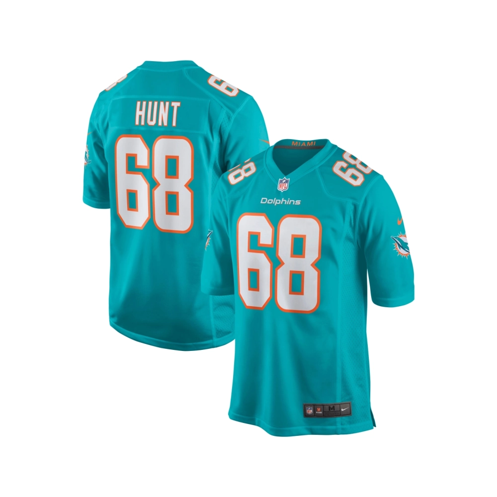 Mens Miami Dolphins Robert Hunt Aqua Game Jersey