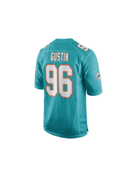 Mens Miami Dolphins Porter Gustin Aqua Game Player Jersey