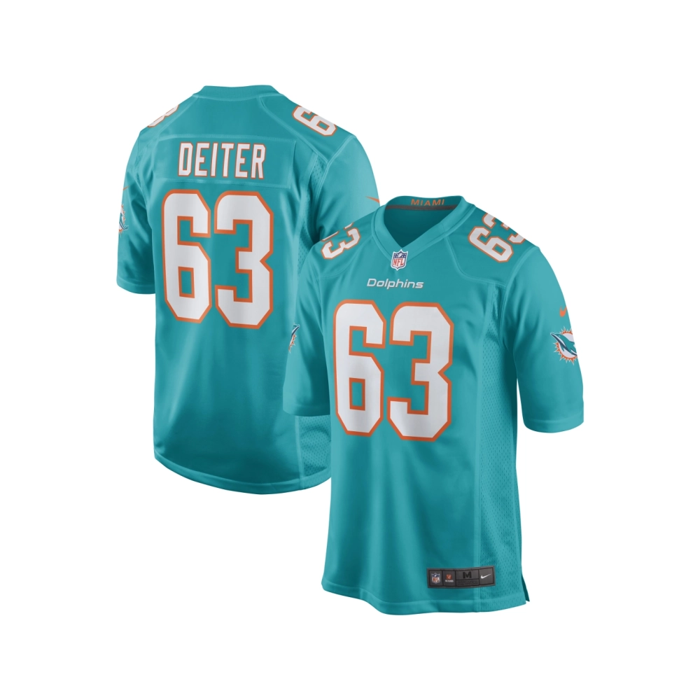 Mens Miami Dolphins Michael Deiter Aqua Game Jersey