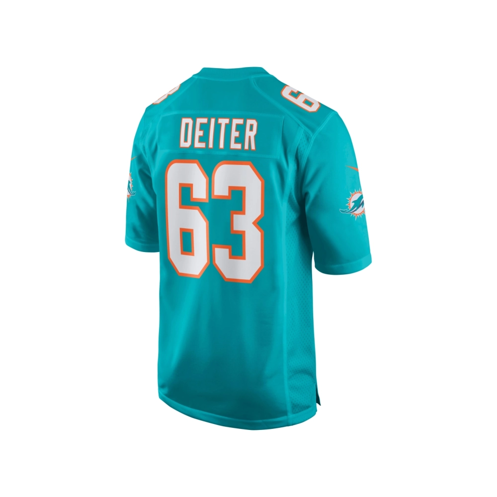 Mens Miami Dolphins Michael Deiter Aqua Game Jersey