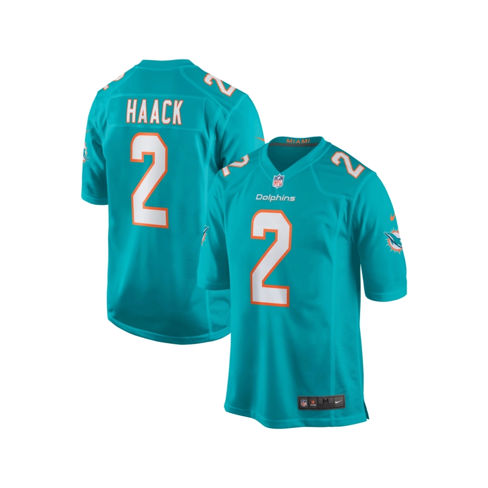 Mens Miami Dolphins Matt Haack Aqua Game Jersey