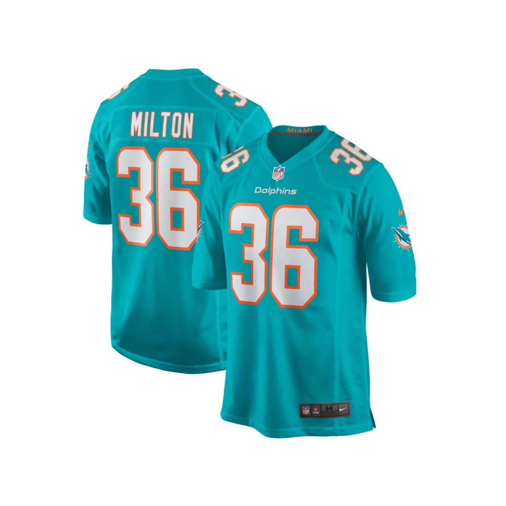 Mens Miami Dolphins Mark Milton Aqua Game Jersey