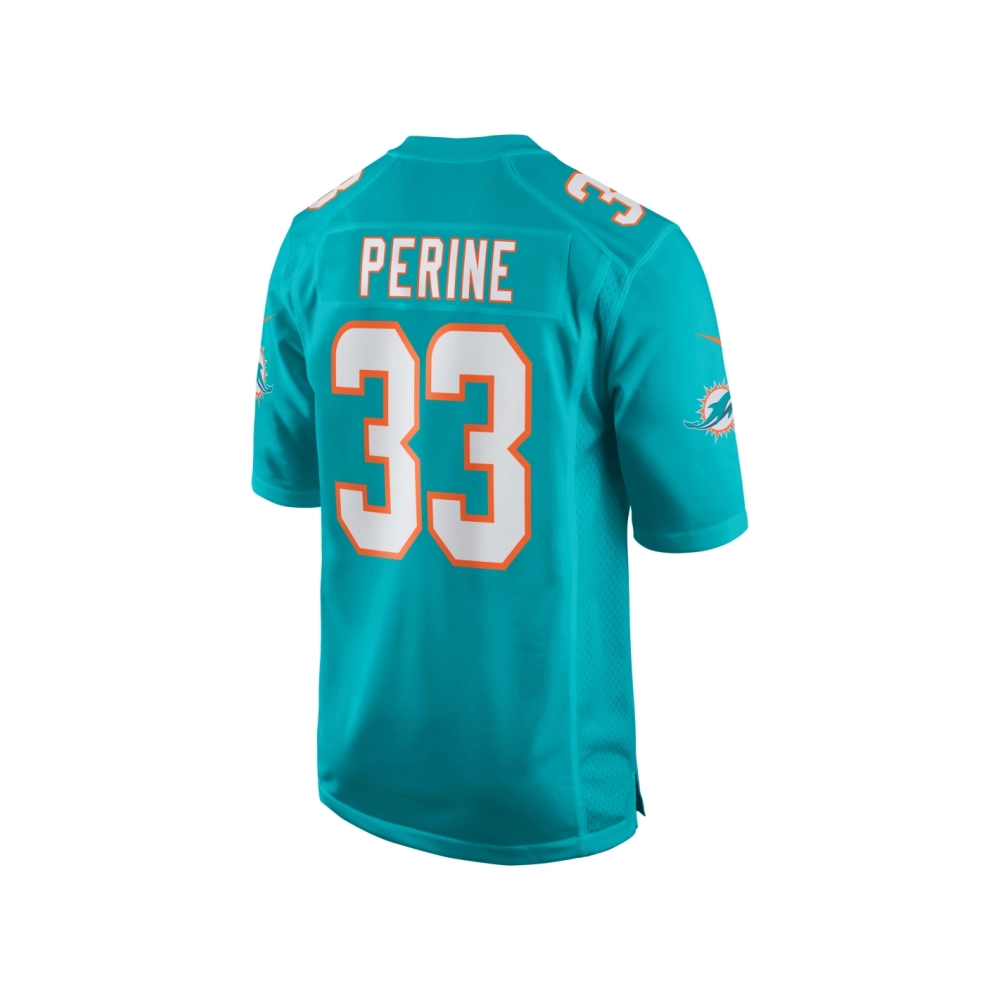 Mens Miami Dolphins Lamical Perine Aqua Home Game Player Jersey