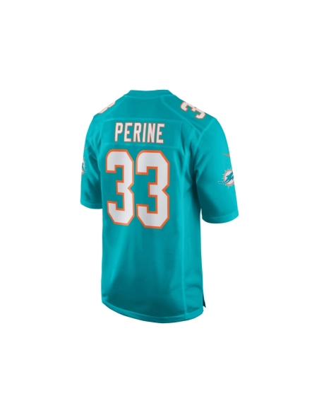Mens Miami Dolphins Lamical Perine Aqua Home Game Player Jersey
