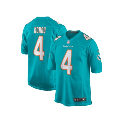 Mens Miami Dolphins Kader Kohou Aqua Game Player Jersey