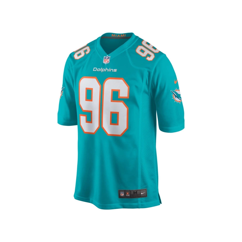 Mens Miami Dolphins Justin Zimmer Aqua Home Game Player Jersey