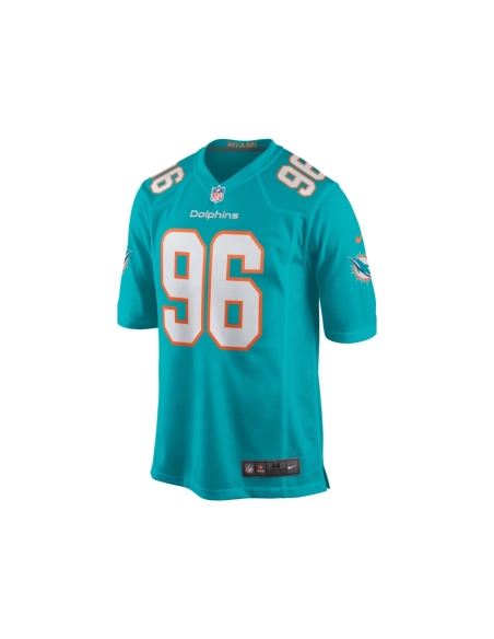 Mens Miami Dolphins Justin Zimmer Aqua Home Game Player Jersey