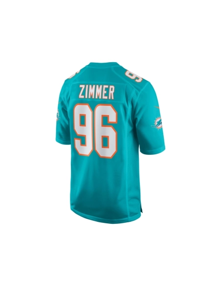 Mens Miami Dolphins Justin Zimmer Aqua Home Game Player Jersey
