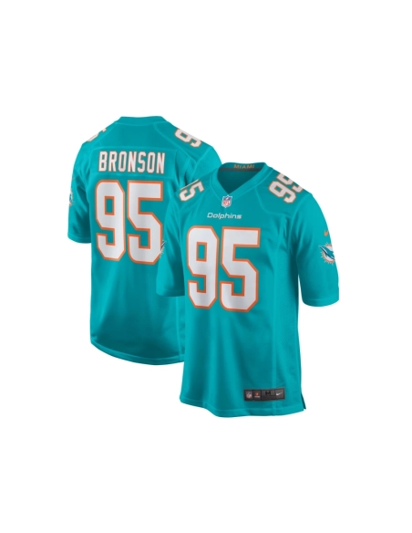 Mens Miami Dolphins Josiah Bronson Aqua Home Game Player Jersey