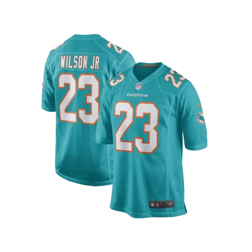 Mens Miami Dolphins Jeff Wilson Jr. Aqua Game Player Jersey