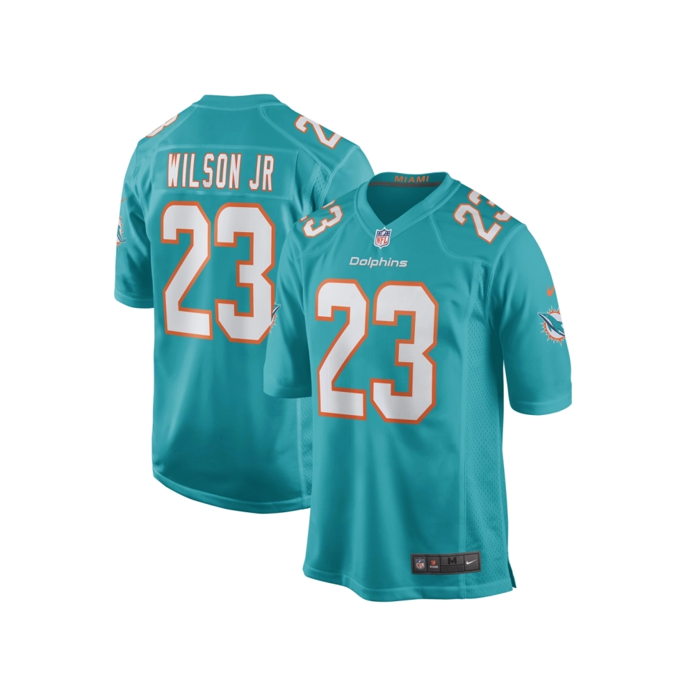 Mens Miami Dolphins Jeff Wilson Jr. Aqua Game Player Jersey