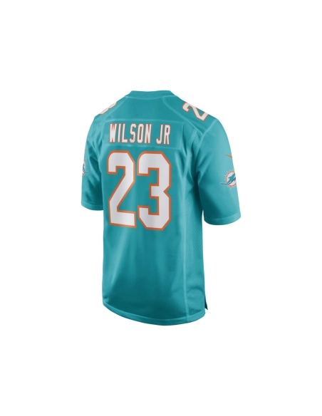 Mens Miami Dolphins Jeff Wilson Jr. Aqua Game Player Jersey