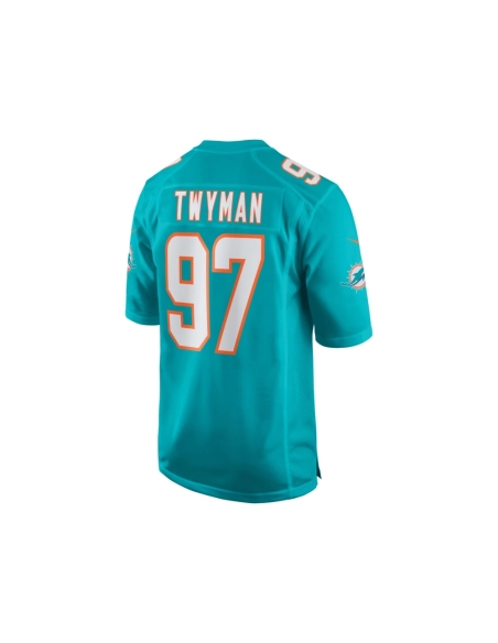 Mens Miami Dolphins Jaylen Twyman Aqua Home Game Player Jersey