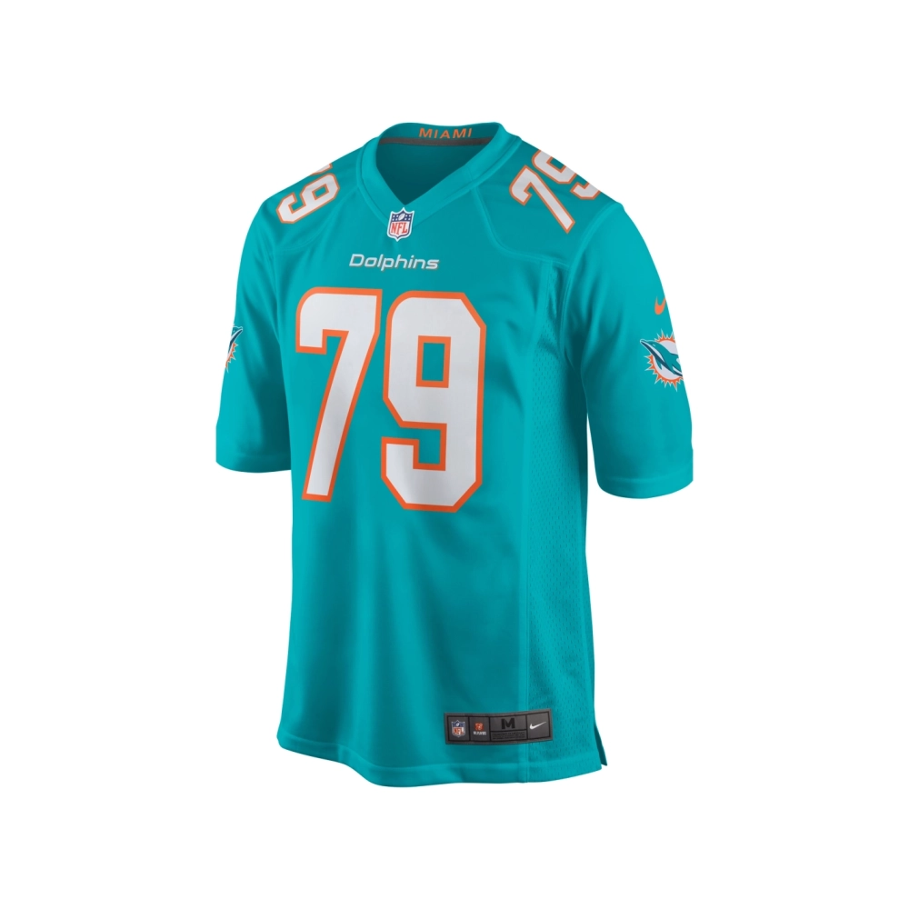 Mens Miami Dolphins Eric Fisher Aqua Home Game Player Jersey