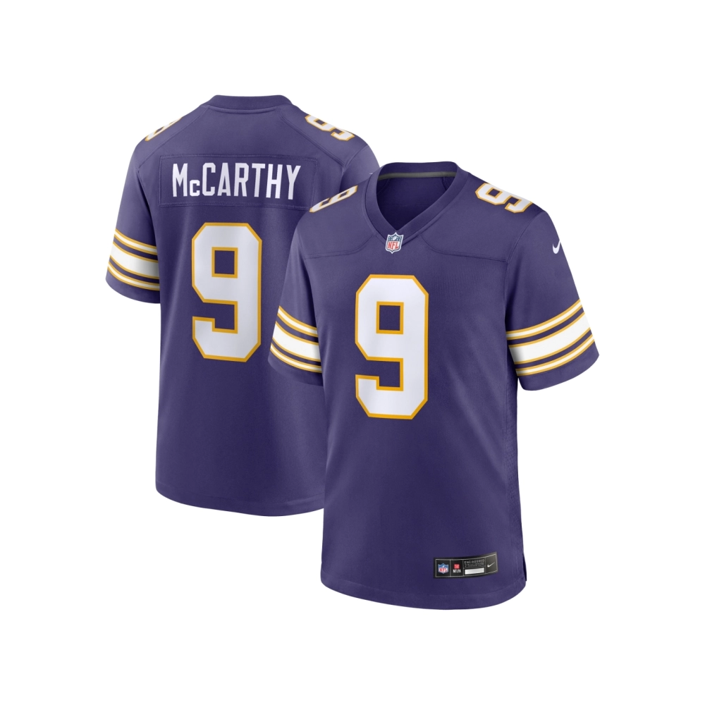 Mens Minnesota Vikings J.J. McCarthy Purple 2nd Alternate 2024 NFL Draft First Round Pick Player Game Jersey
