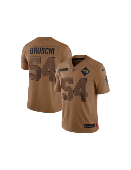 Womens New England Patriots Tedy Bruschi Brown 2023 Salute To Service Retired Player Limited Jersey