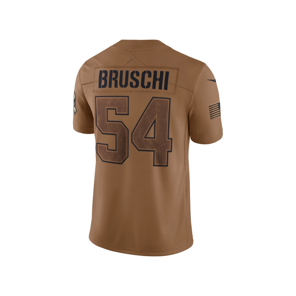 Womens New England Patriots Tedy Bruschi Brown 2023 Salute To Service Retired Player Limited Jersey