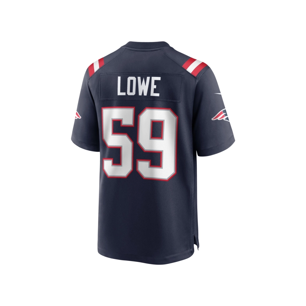 Mens New England Patriots Vederian Lowe Navy Team Game Jersey
