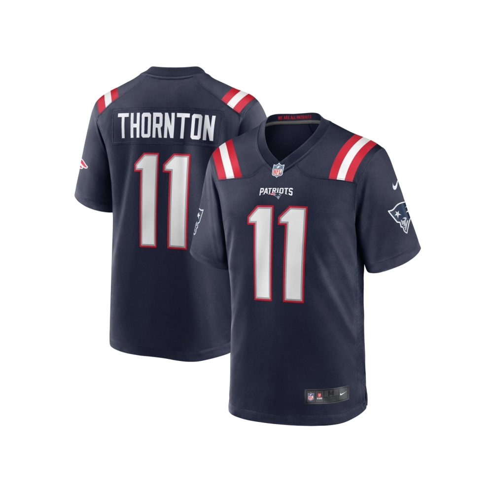 Mens New England Patriots Tyquan Thornton Navy Game Player Jersey