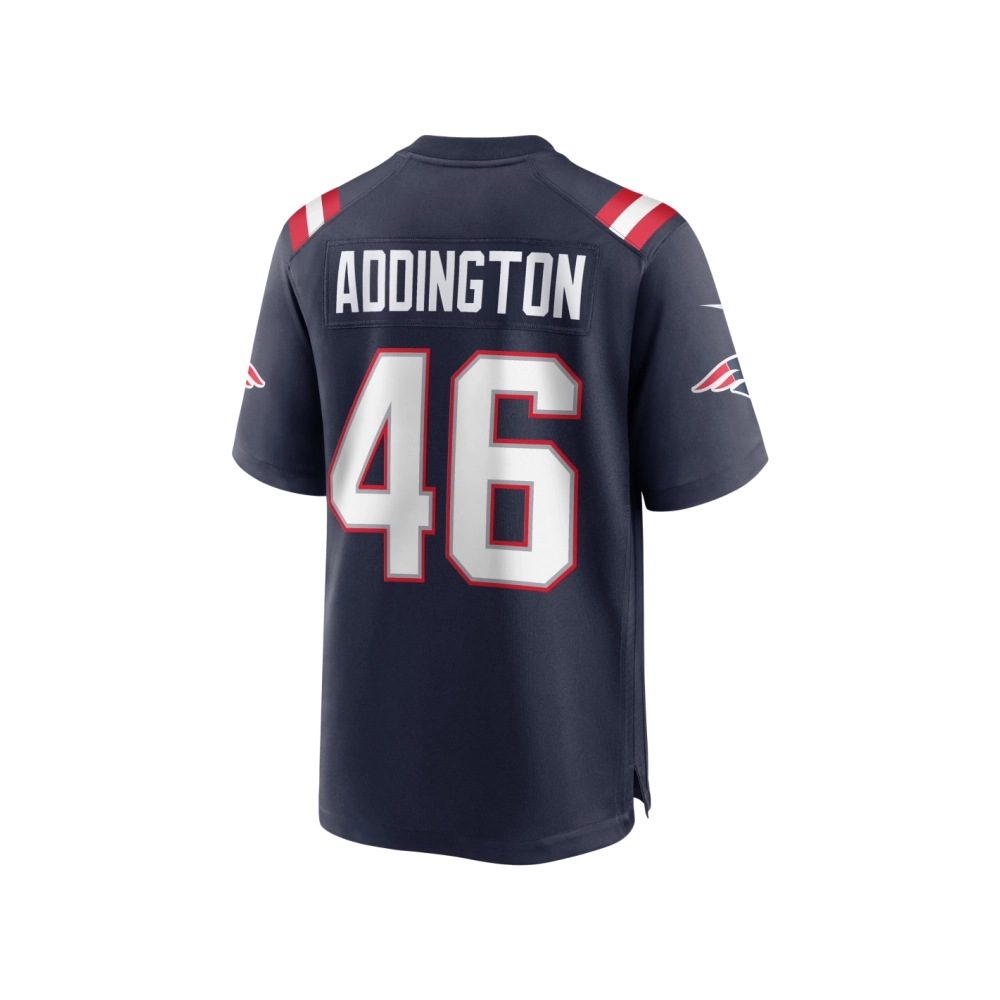 Mens New England Patriots Tucker Addington Navy Home Game Player Jersey
