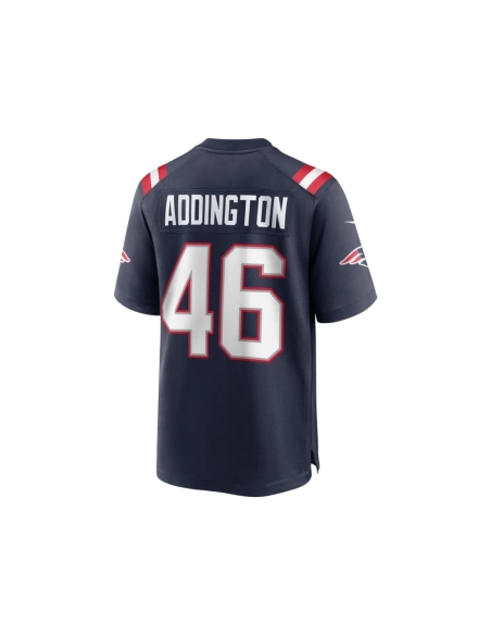 Mens New England Patriots Tucker Addington Navy Home Game Player Jersey