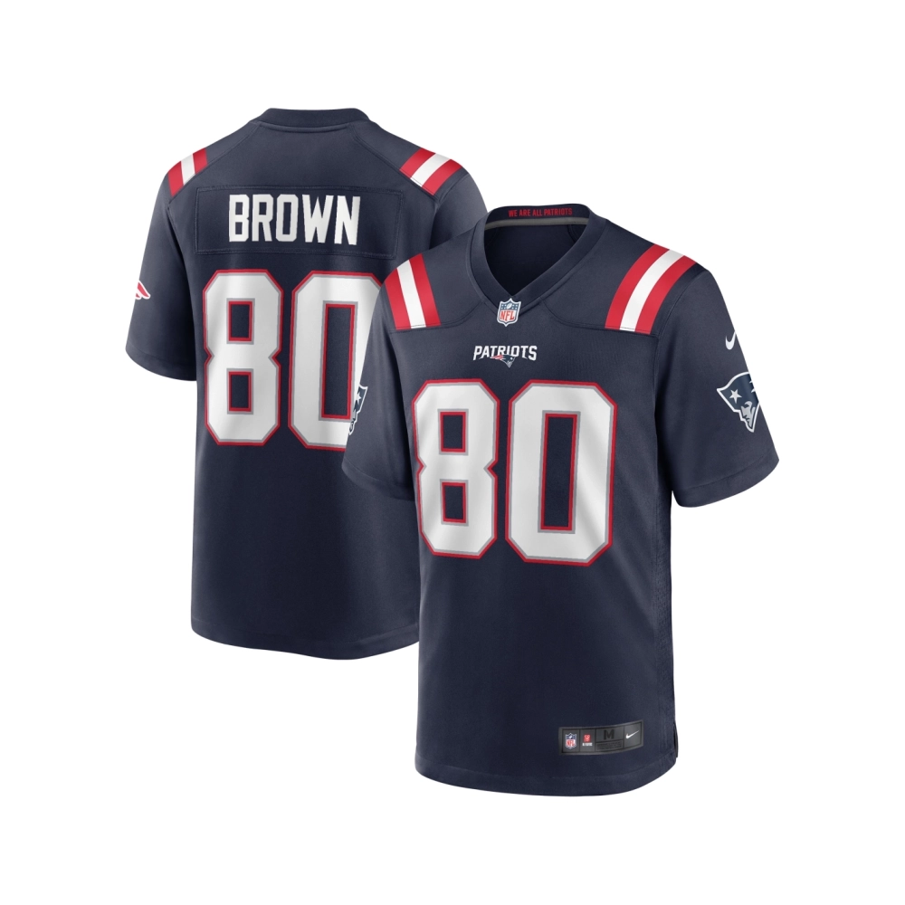 Mens New England Patriots Troy Brown Navy Game Retired Player Jersey