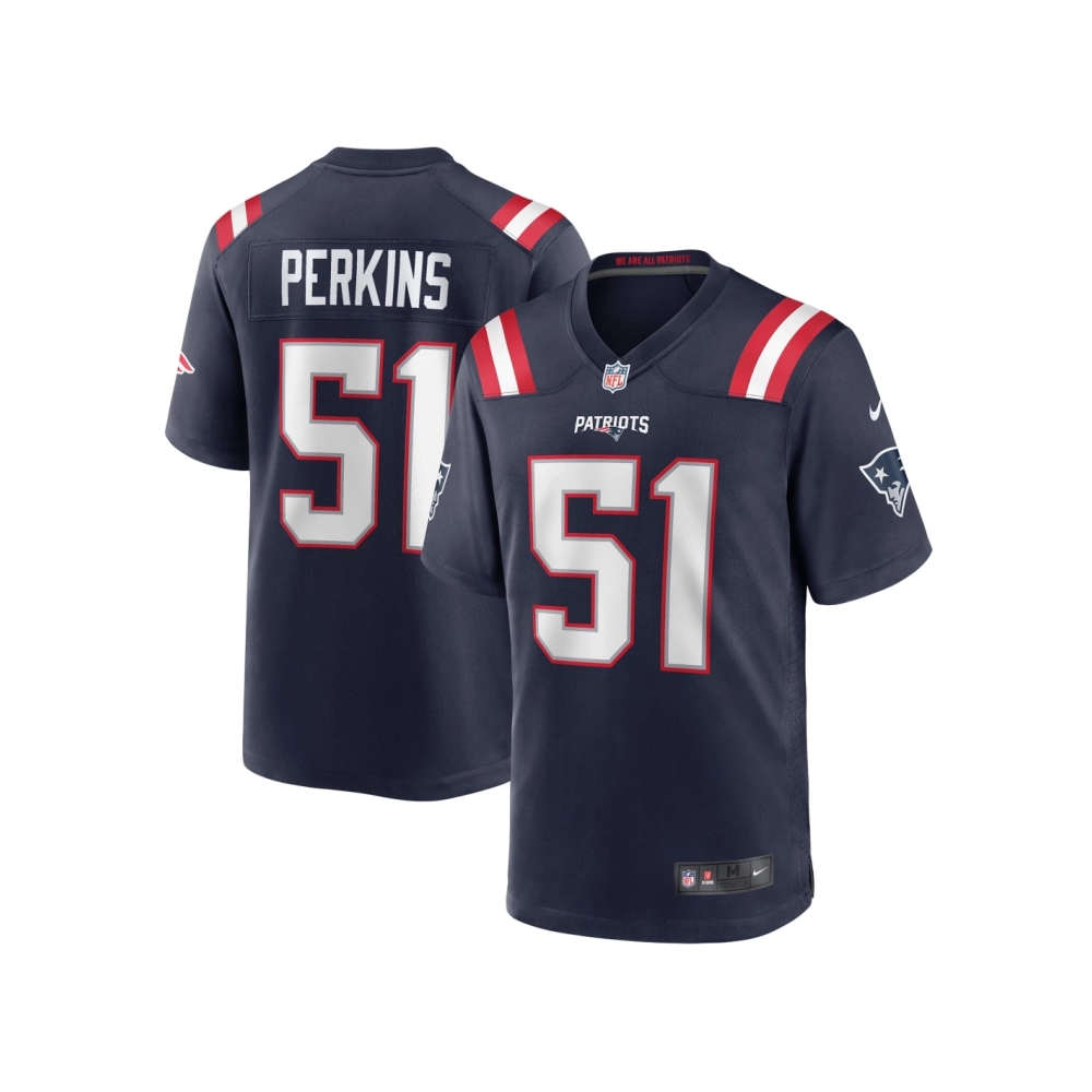 Mens New England Patriots Ronnie Perkins Navy Game Jersey