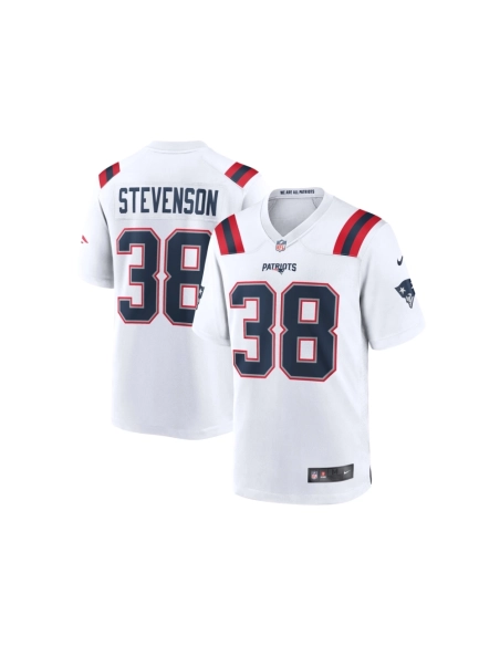 Mens New England Patriots Rhamondre Stevenson White Game Player Jersey