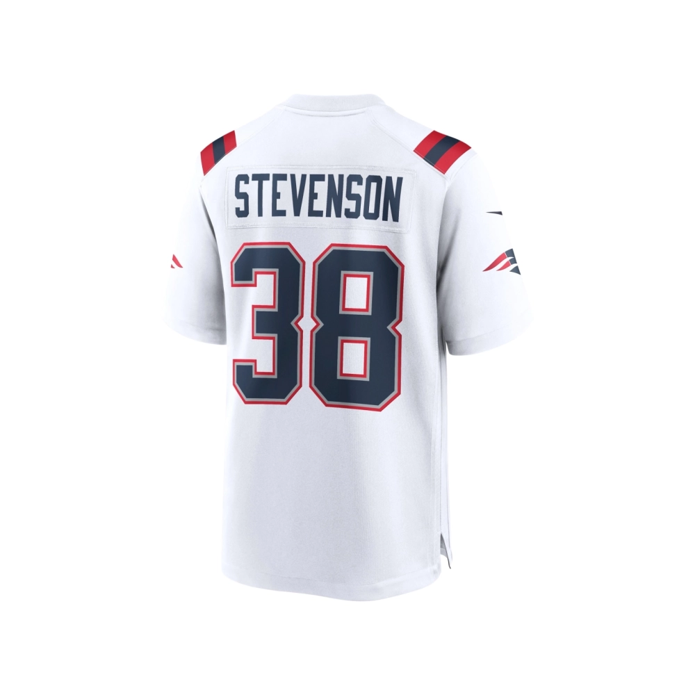 Mens New England Patriots Rhamondre Stevenson White Game Player Jersey