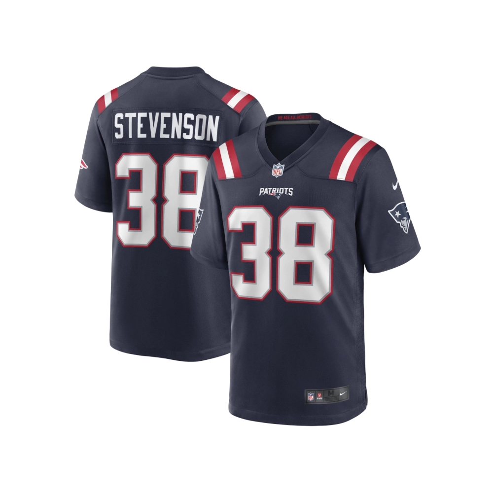 Mens New England Patriots Rhamondre Stevenson Navy Game Jersey