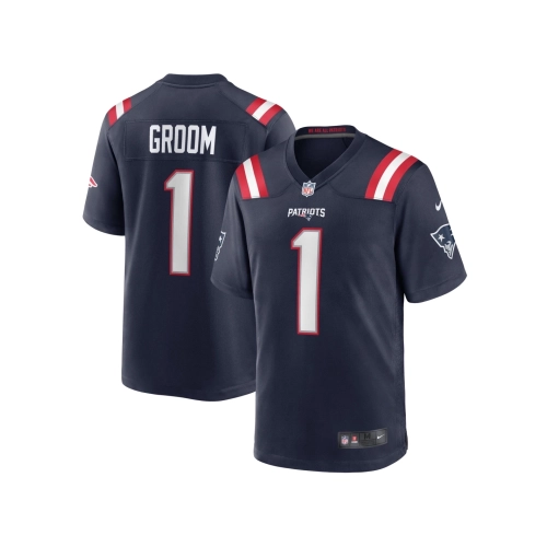 Mens New England Patriots Number 1 Groom Navy Game Jersey