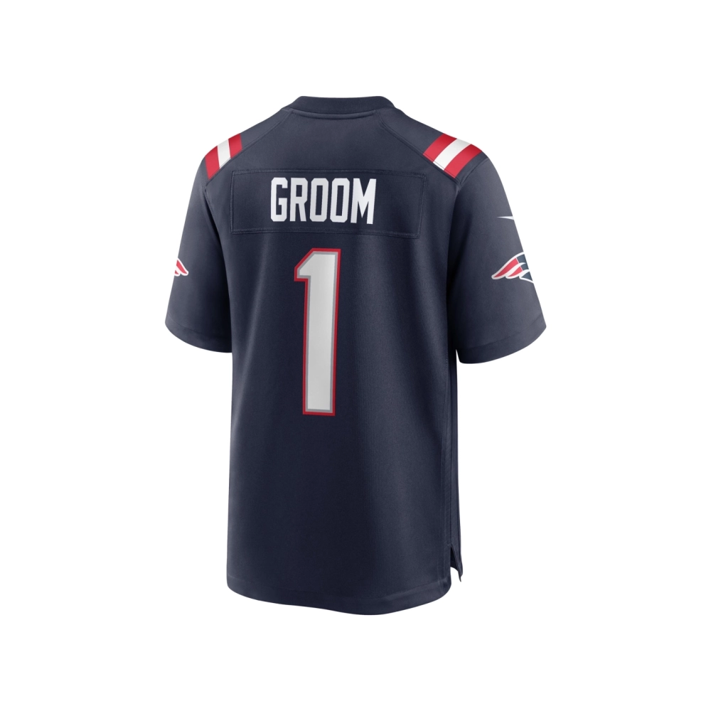 Mens New England Patriots Number 1 Groom Navy Game Jersey