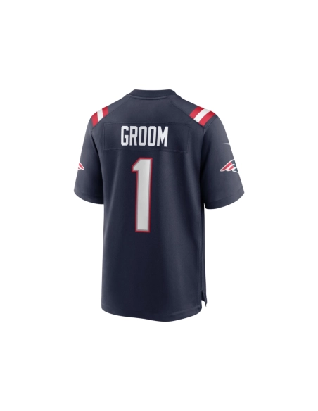 Mens New England Patriots Number 1 Groom Navy Game Jersey