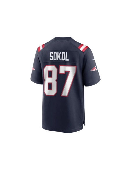 Mens New England Patriots Matt Sokol Navy Game Player Jersey