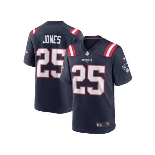Mens New England Patriots Marcus Jones Navy Game Player Jersey