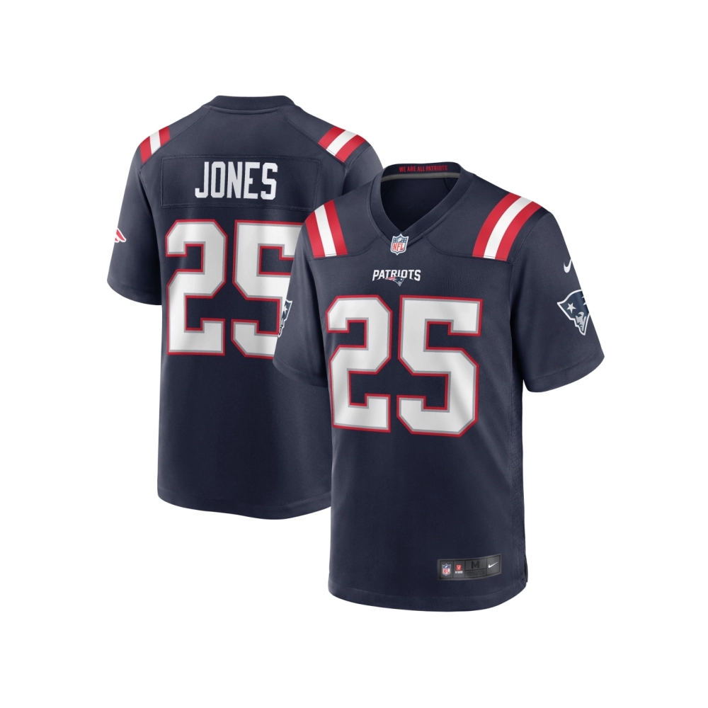 Mens New England Patriots Marcus Jones Navy Game Player Jersey