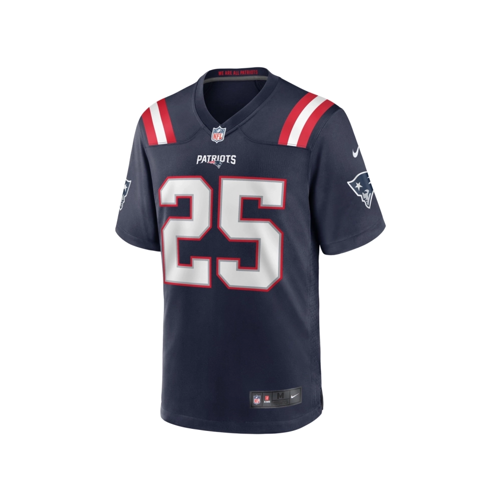 Mens New England Patriots Marcus Jones Navy Game Player Jersey