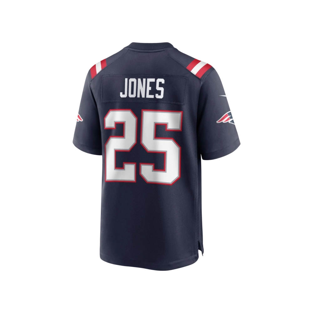 Mens New England Patriots Marcus Jones Navy Game Player Jersey